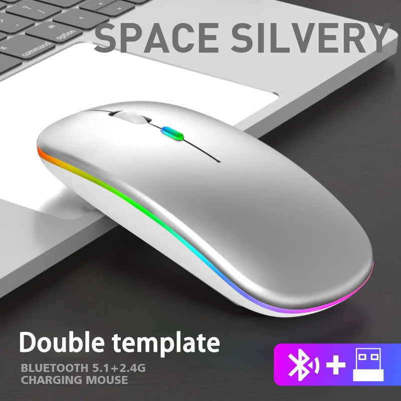 Wireless Mouse for Laptop PC Bluetooth RGB Rechargeable Mouses Wireless Computer Silent Mice LED Backlit Ergonomic Gaming Mouse