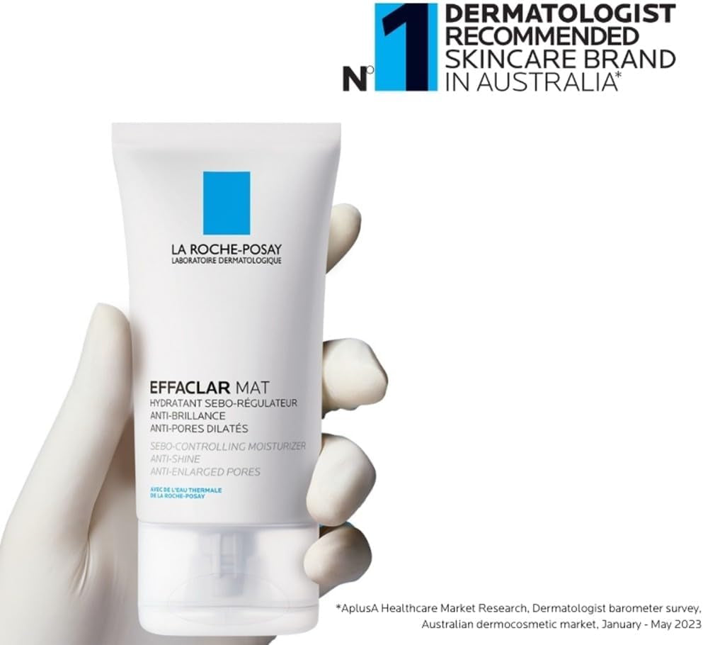 La Roche-Posay Anti-Acne Moisturiser, Anti-Shine, Anti-Enlarged Pores, Sebo-Controling Moisturiser, Effaclar Mat, 40Ml