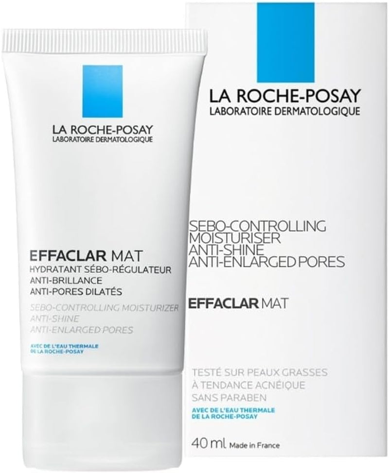 La Roche-Posay Anti-Acne Moisturiser, Anti-Shine, Anti-Enlarged Pores, Sebo-Controling Moisturiser, Effaclar Mat, 40Ml