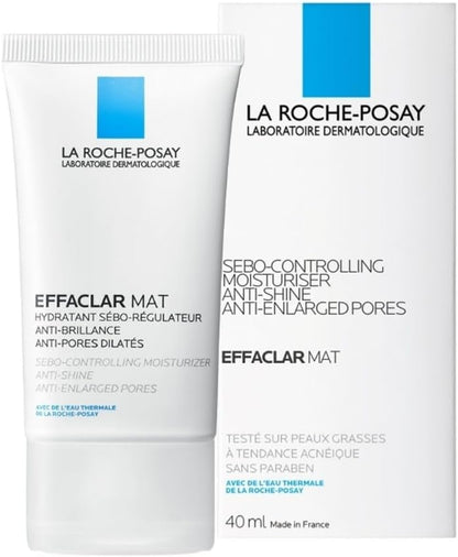 La Roche-Posay Anti-Acne Moisturiser, Anti-Shine, Anti-Enlarged Pores, Sebo-Controling Moisturiser, Effaclar Mat, 40Ml