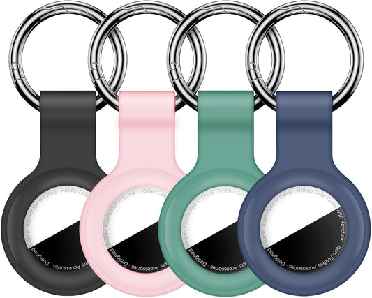 【4 Pack】 Compatible with Airtag Case Keychain Air Tag Holder Silicone Airtags Key Ring Cases Tags Chain Apple Airtag GPS Item Finders Accessories，Multicolor