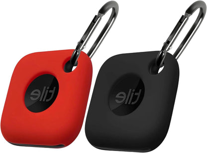 Silicone Case for Tile Mate 2024, Tile Mate 2022, Soft Scratch Resistant Cover with Carabiner (2 Pack Black+Red)