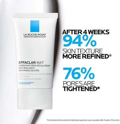 La Roche-Posay Anti-Acne Moisturiser, Anti-Shine, Anti-Enlarged Pores, Sebo-Controling Moisturiser, Effaclar Mat, 40Ml