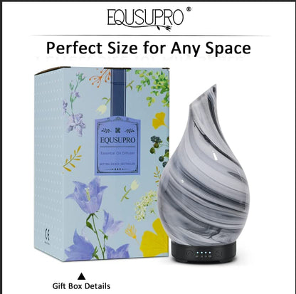 Essential Oil Diffuser 120ML Aroma Ultrasonic Humidifier Night Lights with Handmade Glass BPA Free Waterless Auto-Off Timer Setting for Home Yoga Office